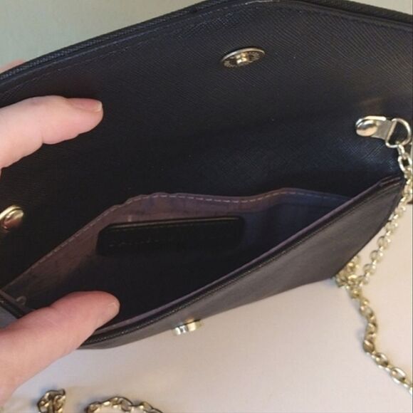 Danielle Nicole Black Vegan Gold Accent Evening Envelope Clutch with Chain - Picture 10 of 13